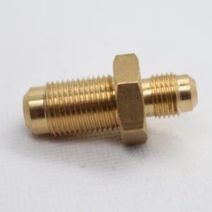 Quality Brass LPG Gas Long Bulkhead Union Fitting Reducing 3/8" Male SAE Flare x 5/16 Male SAE Flare.