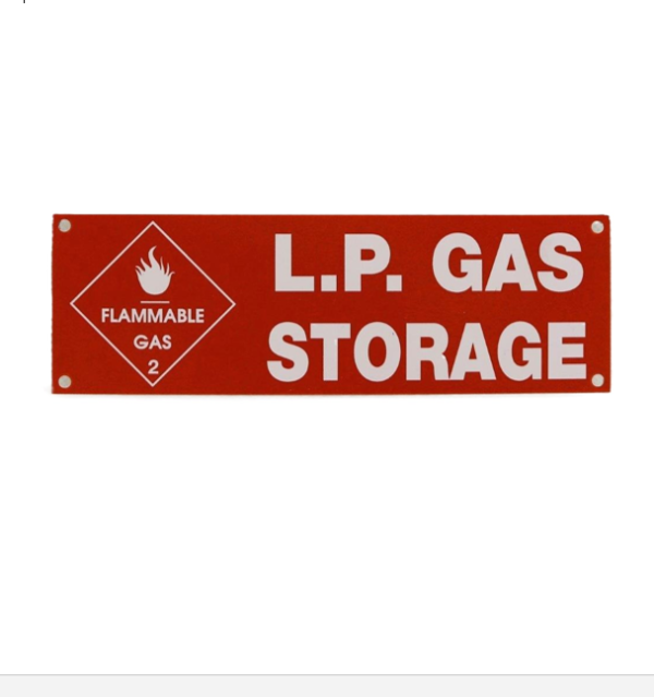 Caravan Gas Label L.P. Gas Storage Aluminium Sign retro-reflective red.